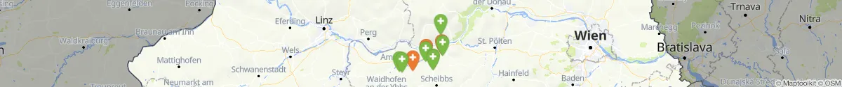 Kartenansicht für Apotheken-Notdienste in der Nähe von Sankt Oswald (Melk, Niederösterreich)